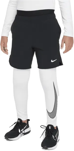 Nike Pro Warm Big Kids' (Boys') Dri-FIT Training Tights (HF4364-100, White/Black)
