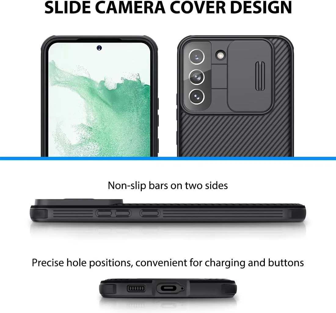 Nillkin for Samsung Galaxy S22 Case, CamShield Pro Samsung Galaxy S22 Case with Slide Camera Cover, Slim Case for Samsung S22 5g case 6.06'' – Black