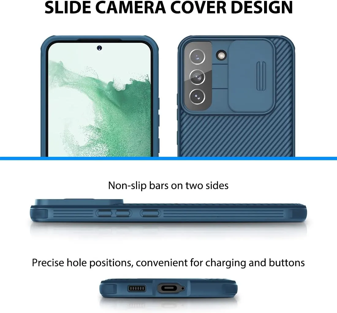 Nillkin for Samsung Galaxy S22 Case, CamShield Pro Samsung Galaxy S22 Case with Slide Camera Cover, Slim Case for Samsung S22 5g case 6.06'' – Blue