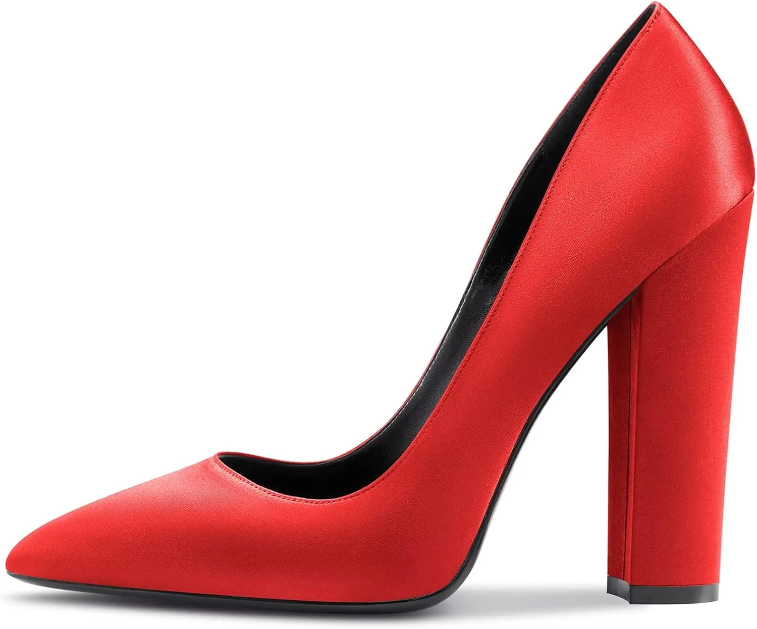 NobleOnly Women High Chunky Block Heel Pointed Toe Slip-on Pumps Dress Sexy Wedding 4.7 Inches Heels