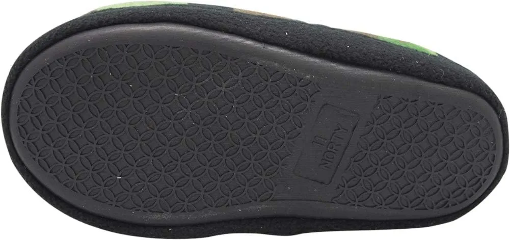 NORTY Fleece Slippers for Boys - Slip-On Toddler House Shoes with a Memory Foam Footbed - Runs One Size Small