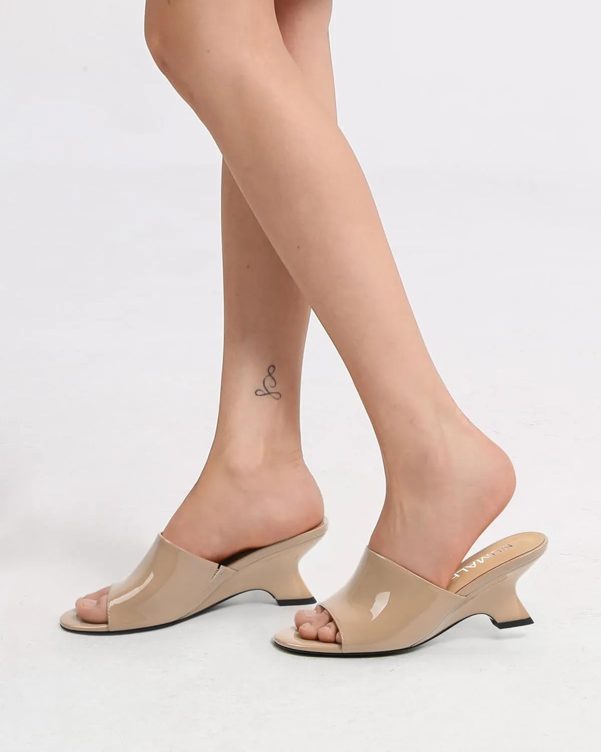 NUMALEO Women's Comfortable Low Kitten Heels Sandals, Slip-On Open Peep Toe Wedge Slide Mules, Summer Dress Shoes for Party, Homecoming, Daily Wear