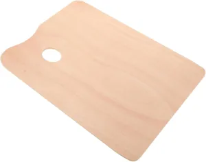 NUOBESTY Wooden Painting Palette Thickened Wood Art Paint Tray for Color Mixing for Oil Watercolor Flat Design with Thumb for Artists Beginners