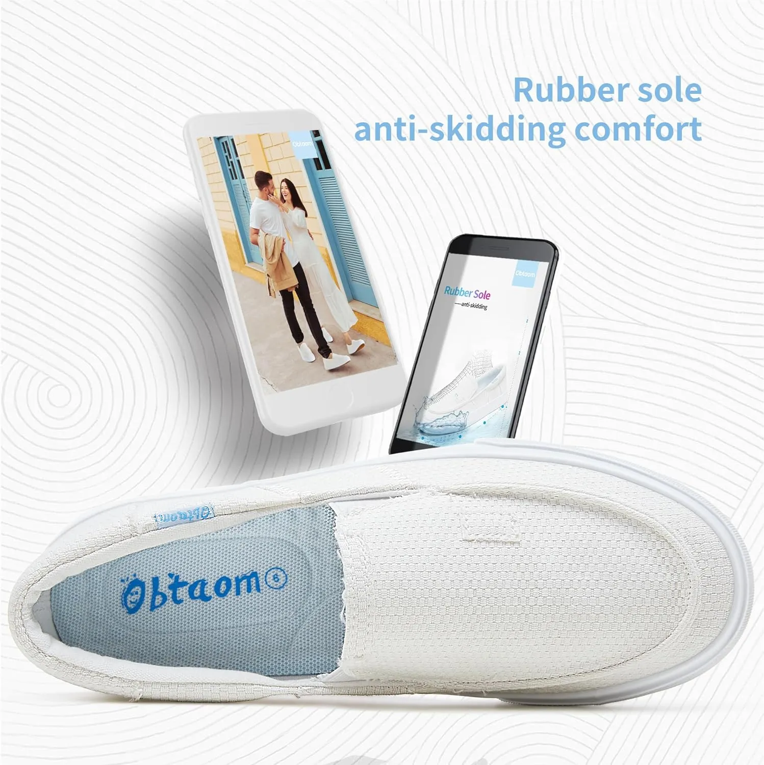 Obtaom Slip On Shoes Canvas Slip On Sneakers Comfy Arch Support Loafers Casual Canvas Fashion Sneaker