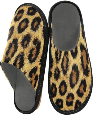 ODAWA Leopard Print Warm Shoe House Slippers for Grandma Mom, Fall House Slippers with Memory Foam Anti-Skid Sole