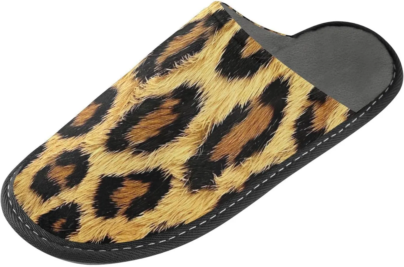 ODAWA Leopard Print Warm Shoe House Slippers for Grandma Mom, Fall House Slippers with Memory Foam Anti-Skid Sole