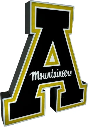 Officially Licensed APP State 3D Printed Decorative Figure - Great for Home Office, Desk, Shelf - Made from Quality 3-D Printed Material - Black, Gold, White College Sports Decor