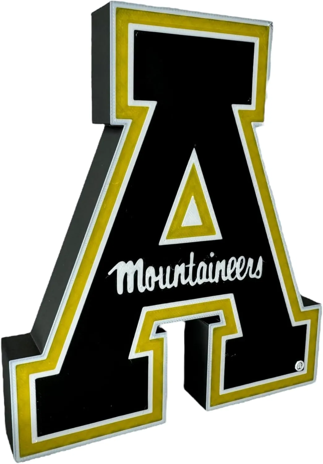 Officially Licensed APP State 3D Printed Decorative Figure - Great for Home Office, Desk, Shelf - Made from Quality 3-D Printed Material - Black, Gold, White College Sports Decor