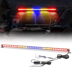 OFFROADTOWN LED Chase Strobe Light Bar, 37 Inch Rear Chasing w/Turn Signal Brake Reverse Light Slim LED Bar for UTV ATV RZR Polaris Can-am Yamaha Side by Sides 4x4 Trucks - Red Yellow Blue