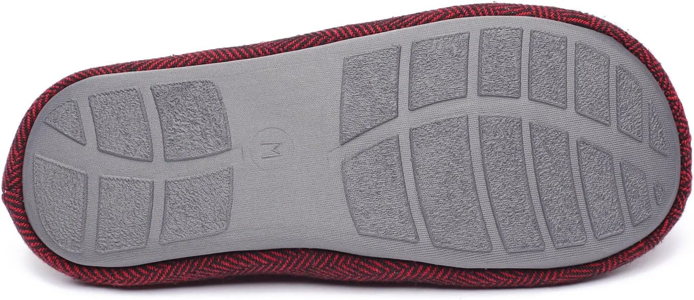 ofoot Mens & Womens Cotton Fabric Terry Lining Memory Foam Slip On House Slippers