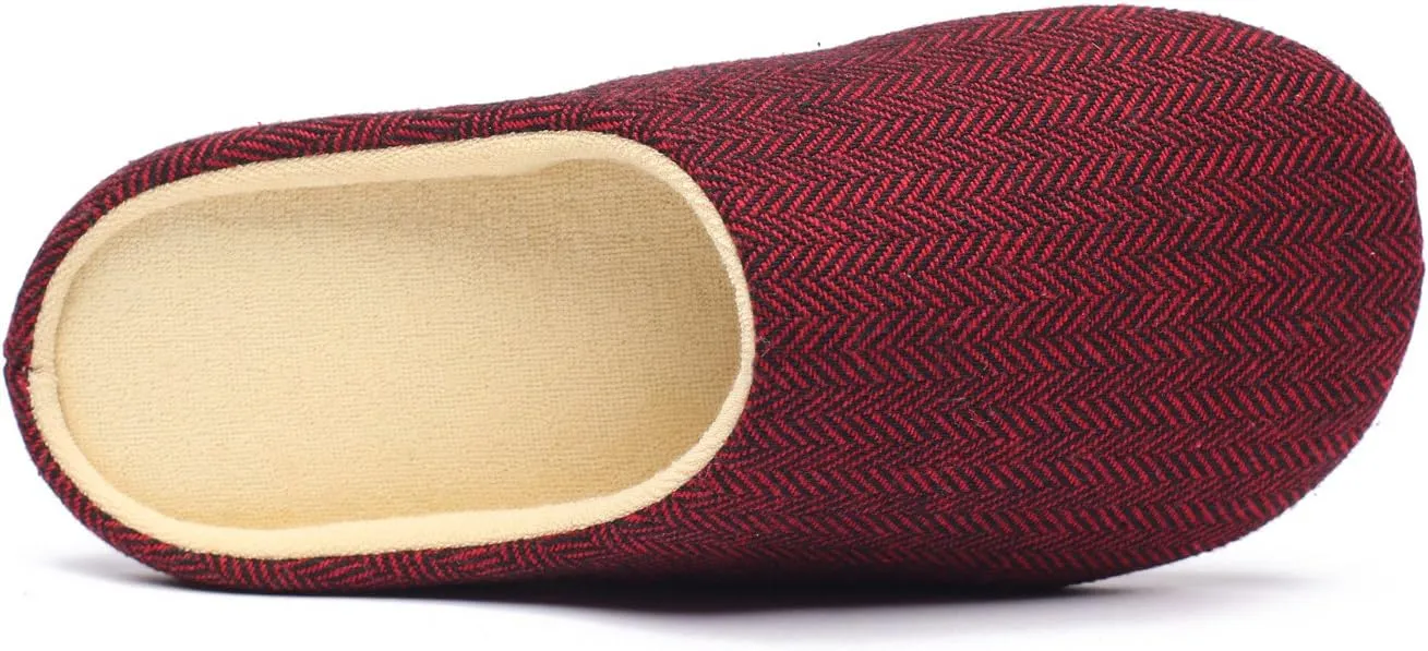 ofoot Mens & Womens Cotton Fabric Terry Lining Memory Foam Slip On House Slippers