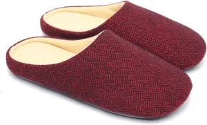 ofoot Mens & Womens Cotton Fabric Terry Lining Memory Foam Slip On House Slippers