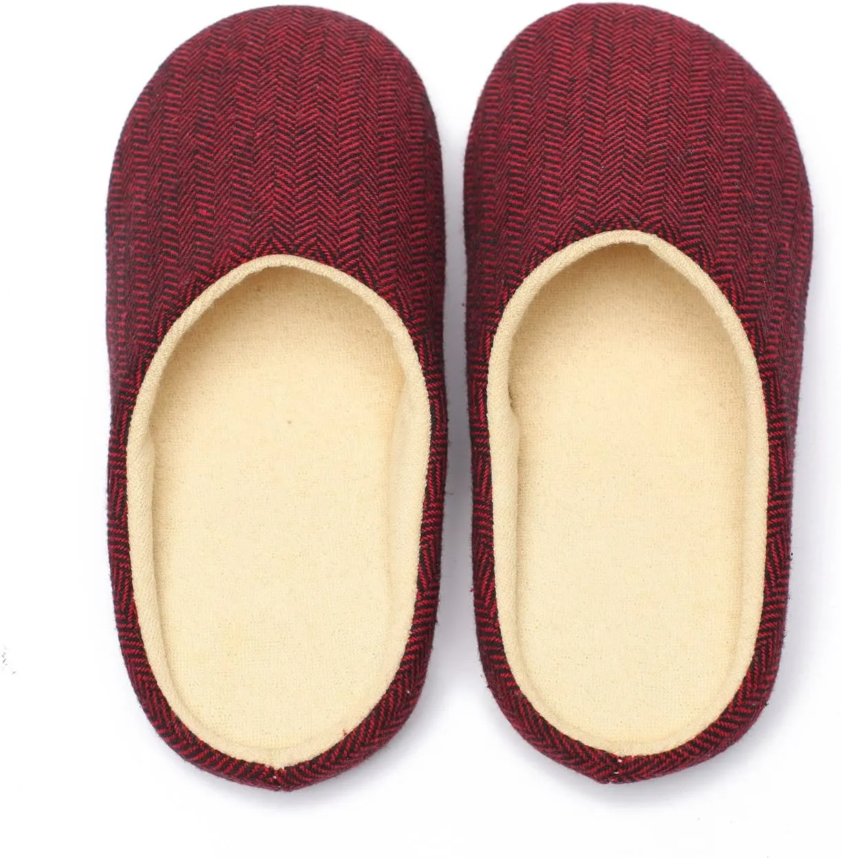 ofoot Mens & Womens Cotton Fabric Terry Lining Memory Foam Slip On House Slippers