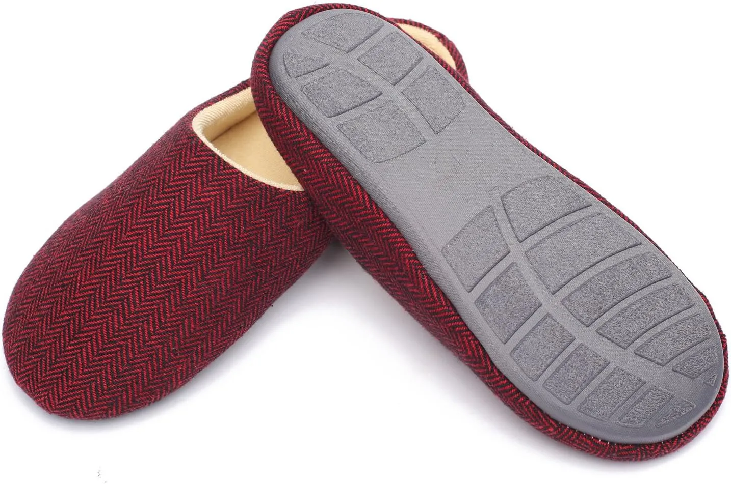 ofoot Mens & Womens Cotton Fabric Terry Lining Memory Foam Slip On House Slippers