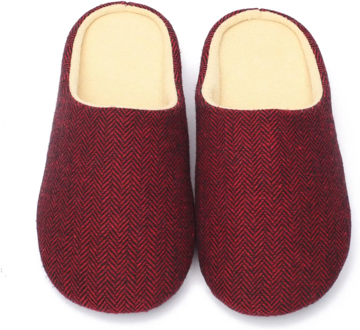 ofoot Mens & Womens Cotton Fabric Terry Lining Memory Foam Slip On House Slippers