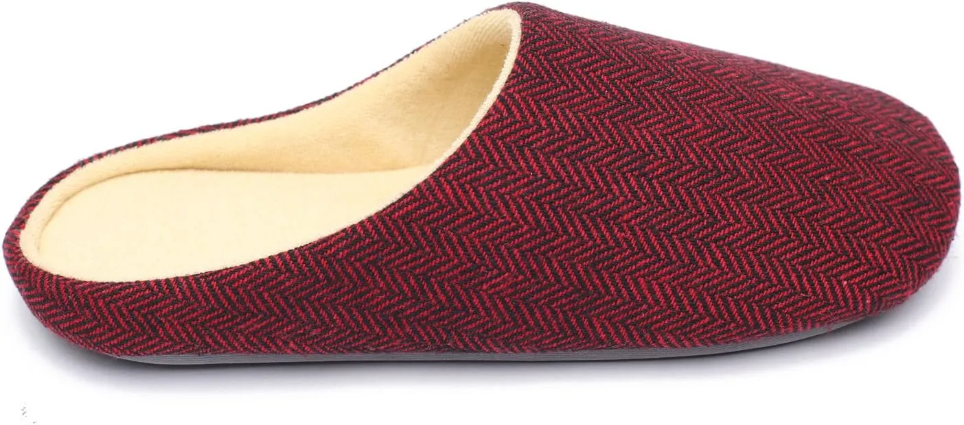 ofoot Mens & Womens Cotton Fabric Terry Lining Memory Foam Slip On House Slippers