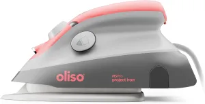Oliso M3Pro Project Steam Iron with Solemate - for Sewing, Quilting, Crafting, and Travel | 1000 Watt Ceramic Soleplate Steam Iron | Coral