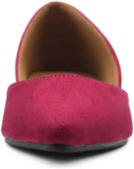 Ollio Women's Shoes Faux Suede Slip On Comfort Light Pointed Toe Ballet Flat