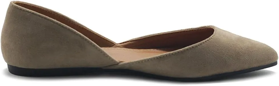Ollio Women's Shoes Faux Suede Slip On Comfort Light Pointed Toe Ballet Flat