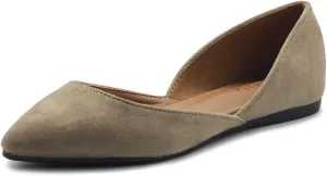 Ollio Women's Shoes Faux Suede Slip On Comfort Light Pointed Toe Ballet Flat