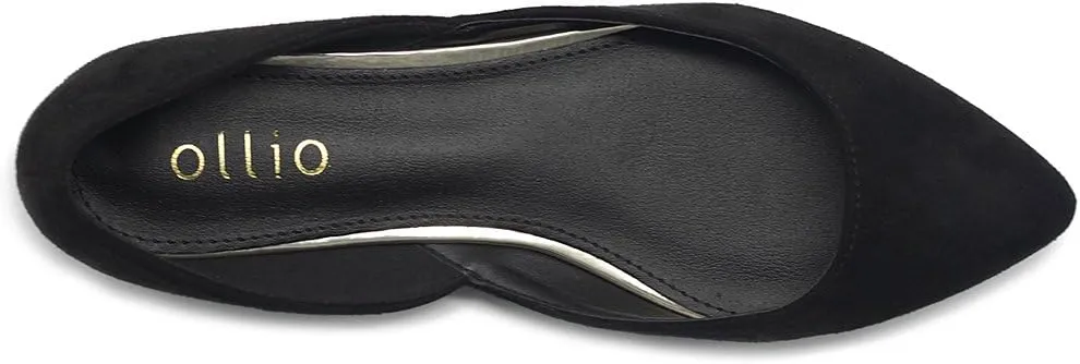 Ollio Women's Shoes Faux Suede Slip On Comfort Light Pointed Toe Ballet Flat