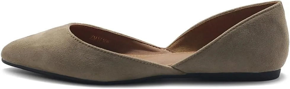 Ollio Women's Shoes Faux Suede Slip On Comfort Light Pointed Toe Ballet Flat