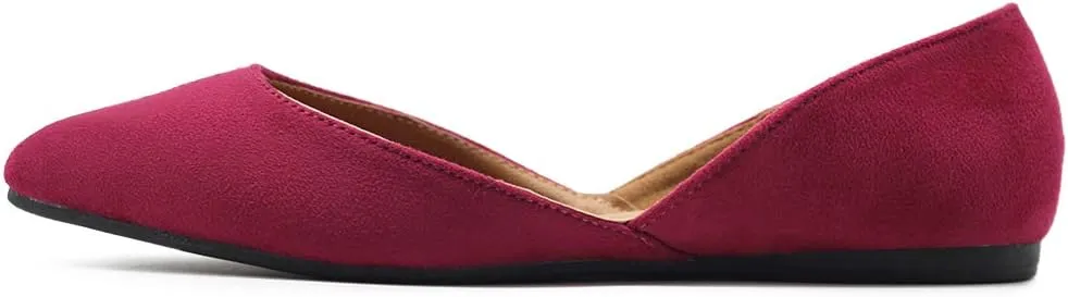 Ollio Women's Shoes Faux Suede Slip On Comfort Light Pointed Toe Ballet Flat