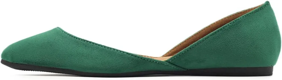 Ollio Women's Shoes Faux Suede Slip On Comfort Light Pointed Toe Ballet Flat