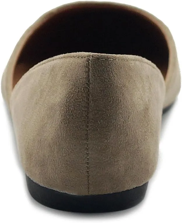 Ollio Women's Shoes Faux Suede Slip On Comfort Light Pointed Toe Ballet Flat