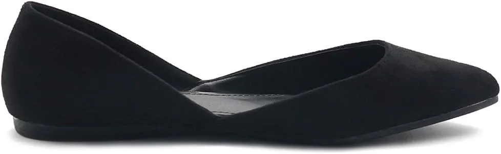 Ollio Women's Shoes Faux Suede Slip On Comfort Light Pointed Toe Ballet Flat