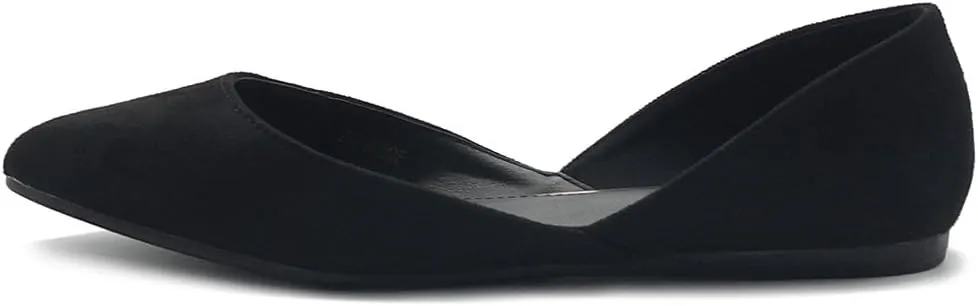 Ollio Women's Shoes Faux Suede Slip On Comfort Light Pointed Toe Ballet Flat
