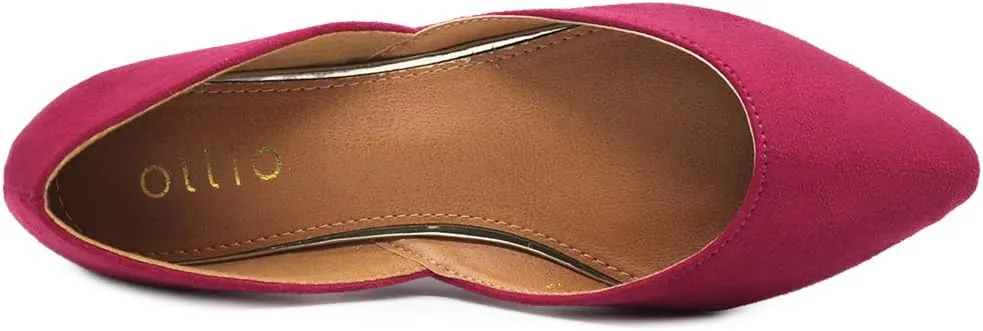 Ollio Women's Shoes Faux Suede Slip On Comfort Light Pointed Toe Ballet Flat