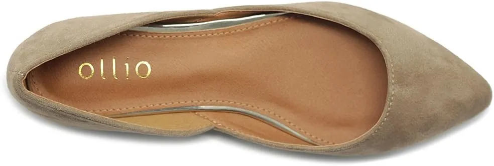 Ollio Women's Shoes Faux Suede Slip On Comfort Light Pointed Toe Ballet Flat