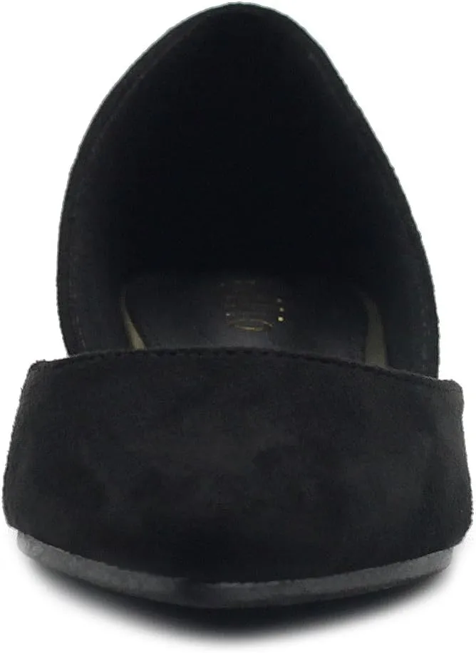 Ollio Women's Shoes Faux Suede Slip On Comfort Light Pointed Toe Ballet Flat