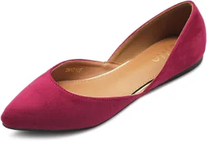 Ollio Women's Shoes Faux Suede Slip On Comfort Light Pointed Toe Ballet Flat