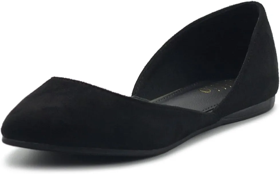 Ollio Women's Shoes Faux Suede Slip On Comfort Light Pointed Toe Ballet Flat