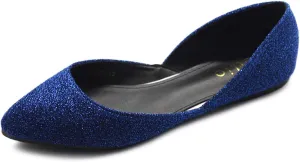 Ollio Women's Shoes Glitter Casual Comfort Light Pointed Toe Ballet Flats F112