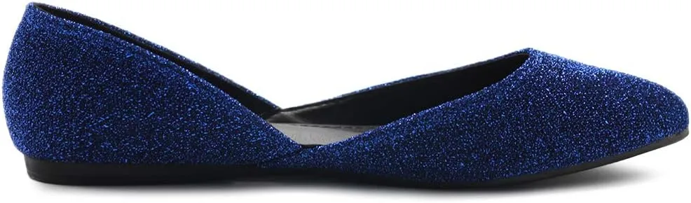 Ollio Women's Shoes Glitter Casual Comfort Light Pointed Toe Ballet Flats F112