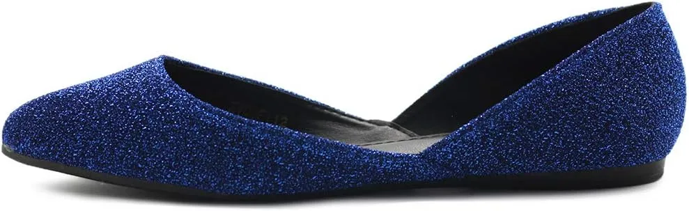 Ollio Women's Shoes Glitter Casual Comfort Light Pointed Toe Ballet Flats F112