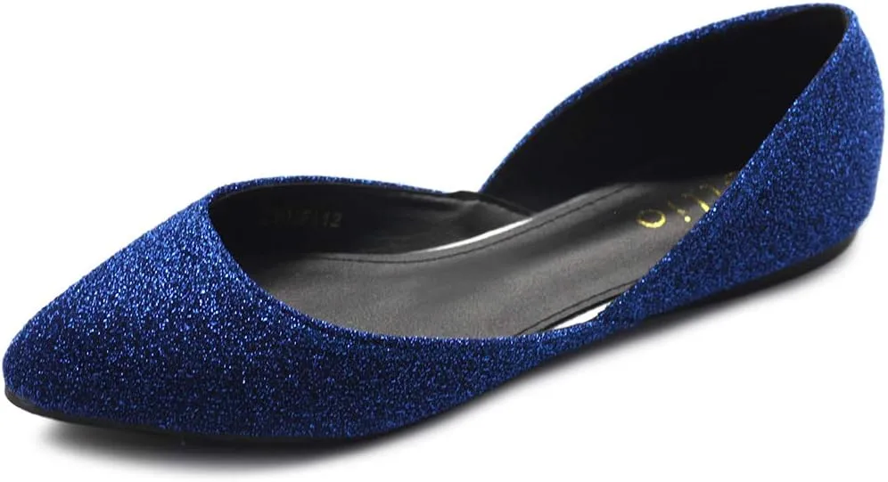 Ollio Women's Shoes Glitter Casual Comfort Light Pointed Toe Ballet Flats F112