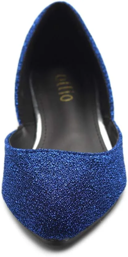 Ollio Women's Shoes Glitter Casual Comfort Light Pointed Toe Ballet Flats F112