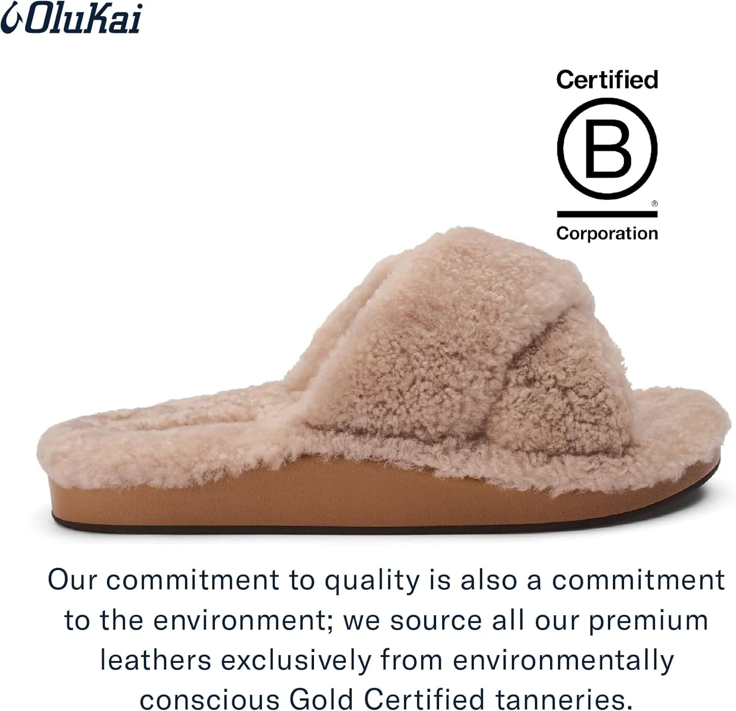 OLUKAI Hila Heu Women's Slipper, Women's Slip-On Shoes, Genuine Shearling, Wet Grip Soles for Inside & Outside Wear, Cute & Ultra-Soft Comfort Fit