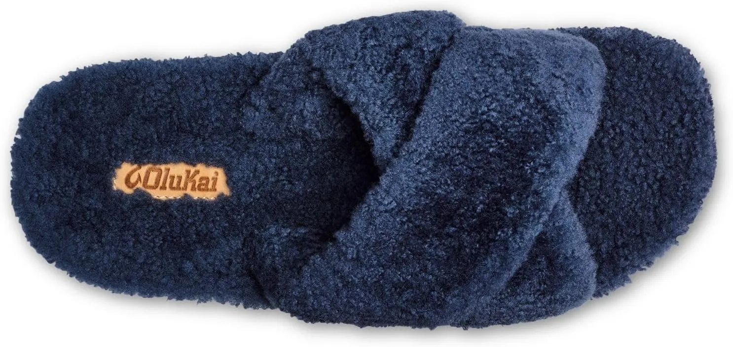 OLUKAI Hila Heu Women's Slipper, Women's Slip-On Shoes, Genuine Shearling, Wet Grip Soles for Inside & Outside Wear, Cute & Ultra-Soft Comfort Fit