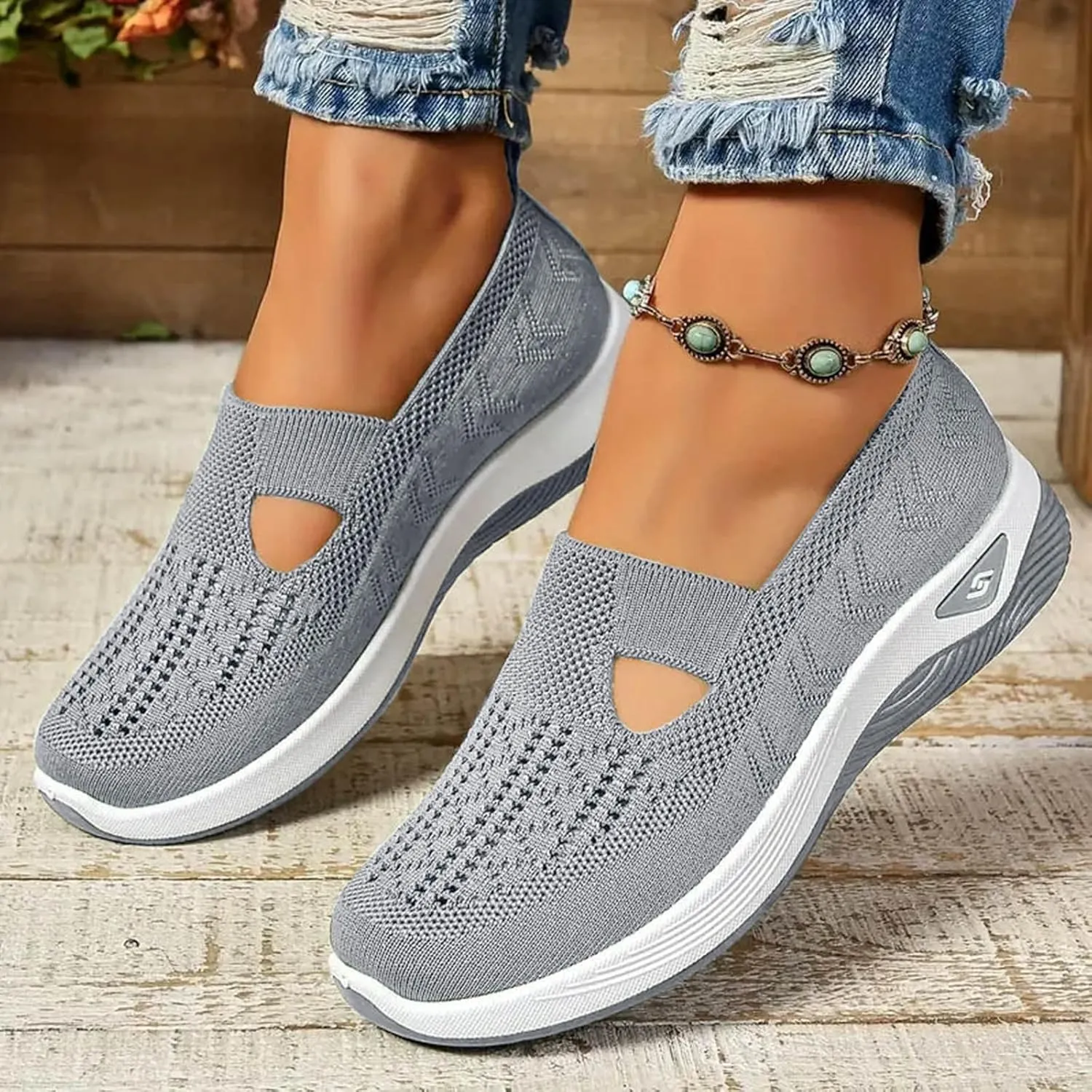 Orthopedic Shoes for Women Slip on Sneakers Shoes Woven Arch Support Breathable Soft Sole Diabetic Walking Shoes Comfort Non Slip Work Sneakers