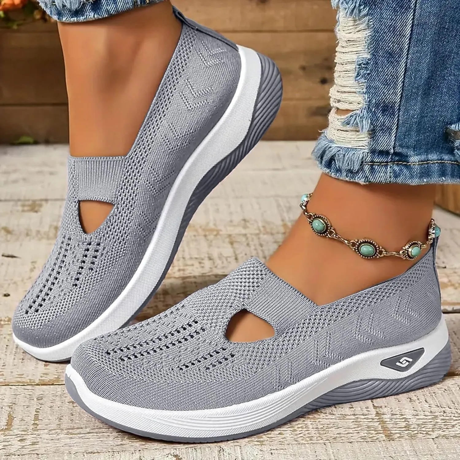 Orthopedic Shoes for Women Slip on Sneakers Shoes Woven Arch Support Breathable Soft Sole Diabetic Walking Shoes Comfort Non Slip Work Sneakers
