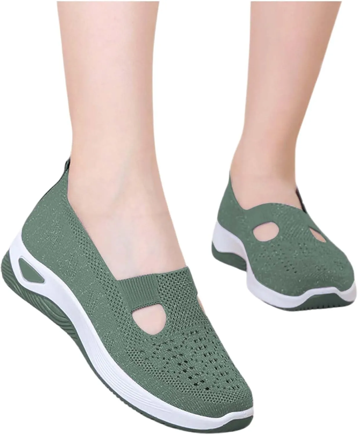 Orthowalk Shoes for Women Orthopedic Arch Support Woven Mesh Breathable Soft Sneakers Slip On Wide Diabetic Footwear