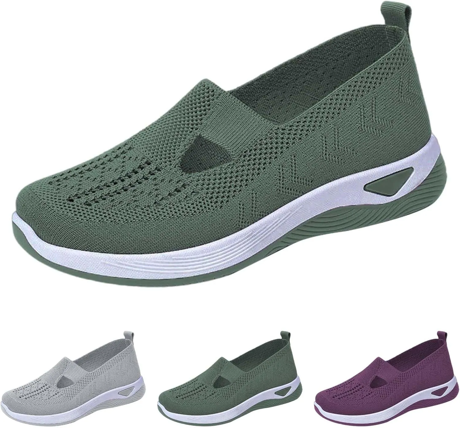 Orthowalk Shoes for Women Orthopedic Arch Support Woven Mesh Breathable Soft Sneakers Slip On Wide Diabetic Footwear