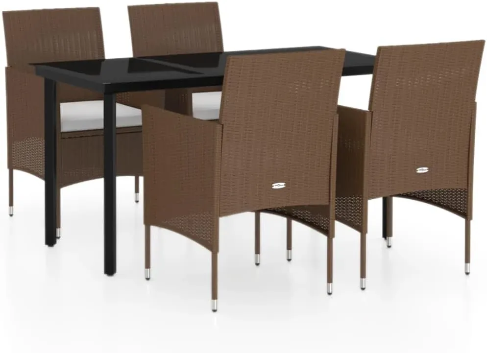 Outdoor Patio Furniture,5 Piece Patio Dining Set with Cushions Brown and BlackDesigned for Camping, Resting, Outdoors.