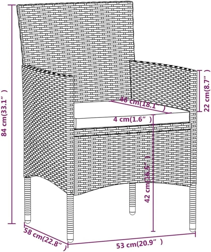 Outdoor Patio Furniture,5 Piece Patio Dining Set with Cushions Brown and BlackDesigned for Camping, Resting, Outdoors.