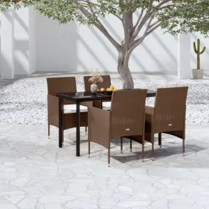 Outdoor Patio Furniture,5 Piece Patio Dining Set with Cushions Brown and BlackDesigned for Camping, Resting, Outdoors.